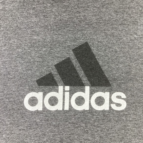 Adidas Shirt Adult Large Dark Gray Logo Sports Workout Casual Comfort SS - Picture 2 of 12